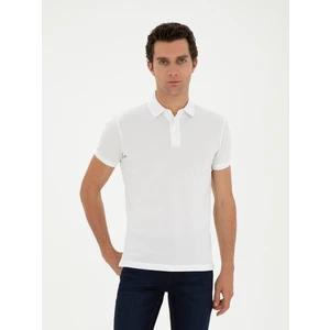 Erkek Beyaz Slim Fit Polo Yaka Merserize T-shirt 50284772-VR013