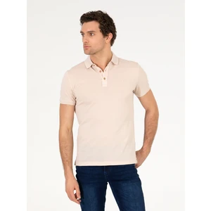 Erkek Bej Polo Yaka Slim Fit Basic Merserize T-shirt 50265364-VR011