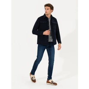 Erkek Lacivert Oversize Uzun Kollu Ceket Gömlek 50264075-VR033