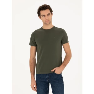 Erkek Haki Slim Fit Bisiklet Yaka T-shirt 50284773-VR027