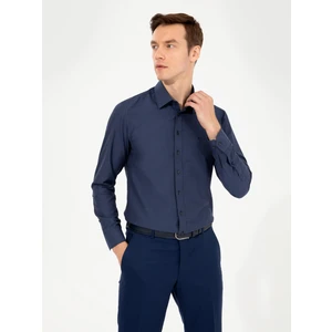 Erkek Lacivert Slim Fit Uzun Kollu Basic Gömlek 50258544-VR033