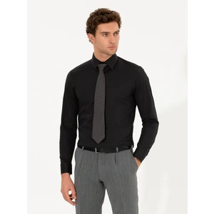 Erkek Siyah Slim Fit Uzun Kollu Basic Gömlek 50268506-VR046