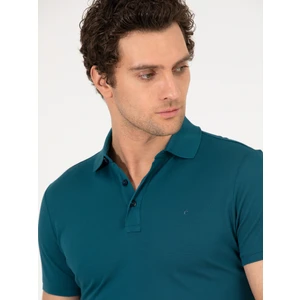 Erkek Zümrüt Polo Yaka Slim Fit Basic Merserize T-shirt 50265364-VR055