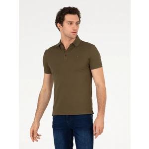 Erkek Haki Polo Yaka Slim Fit Basic Merserize T-shirt 50265364-VR027