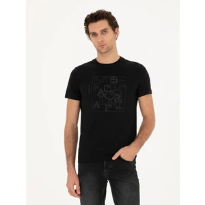 Erkek Siyah Slim Fit Bisiklet Yaka T-shirt 50284843-VR046