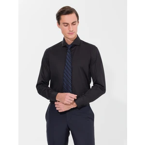 Erkek Siyah Slim Fit %100 Pamuk  İtalyan  Basic Gömlek 50268927-VR046