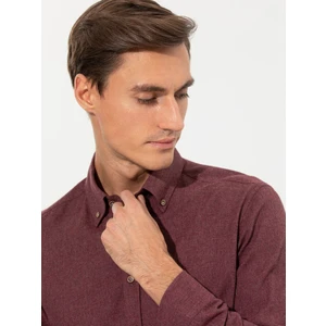 Erkek Bordo Slim Fit Uzun Kollu Gömlek 50256919-VR014