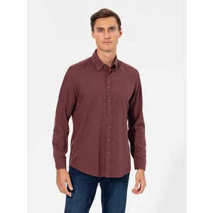 Erkek Bordo Slim Fit Uzun Kollu Gömlek 50256919-VR014