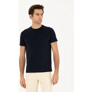 Erkek Lacivert Slim Fit Bisiklet Yaka Basic T-Shirt 50284773-VR033