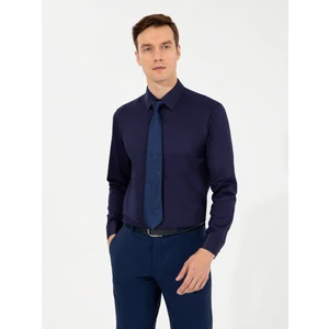 Erkek Lacivert Slim Fit Uzun Kollu Basic Gömlek 50258543-VR033
