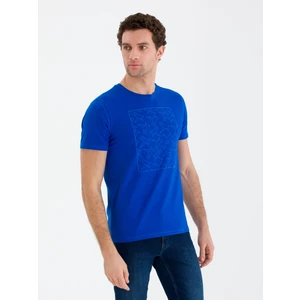 Erkek Saks Bisiklet Yaka Slim Fit T-Shirt 50266621-VR045