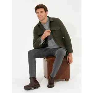 Erkek Haki Oversize Uzun Kollu Ceket Gömlek 50264075-VR027