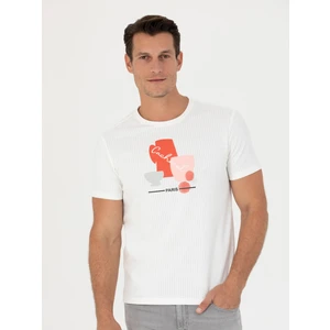 Erkek Beyaz Slim Fit Bisiklet Yaka T-Shirt 50265875-VR013
