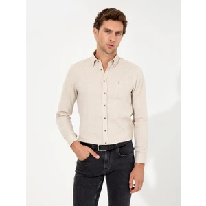 Erkek Bej Slim Fit Uzun Kollu Gömlek 50256919-VR011
