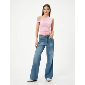 Tek Omuz Kolsuz Tişört  Slim Fit Pamuklu