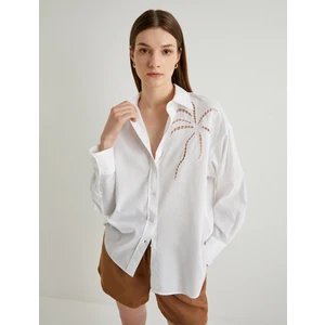 Keten Gömlek Oversize Nakış Detaylı