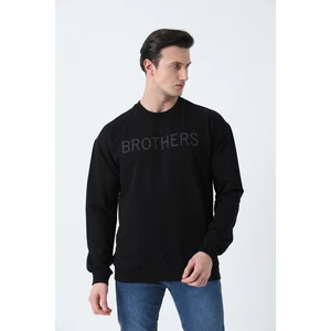 Erkek Oversıze Bisiklet Yakalı 2 Iplik Penye Sweatshırt Siyah