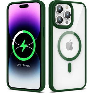 Cepte Aksesuar iPhone 14 Pro Max - Uyumlu Magsafe Wireless Şarj Özellikli Silikon Zore Ege Kapak-Koyu Yeşil
