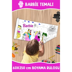 Barbie Temalı Dev Boyama Rulosu 60X250 cm