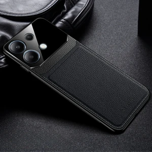 Xiaomi Poco M6 Pro Uyumlu Kılıf Zebana Lens Deri Kılıf Siyah