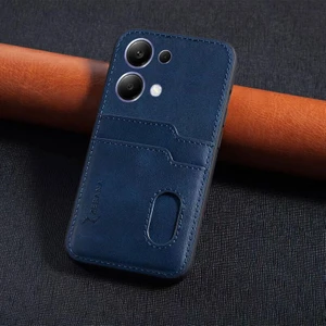 Xiaomi Poco X6 Uyumlu Kılıf Zebana Kartlıklı Lüx Deri Kılıf Lacivert