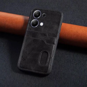Xiaomi Poco X6 Uyumlu Kılıf Zebana Kartlıklı Lüx Deri Kılıf Siyah
