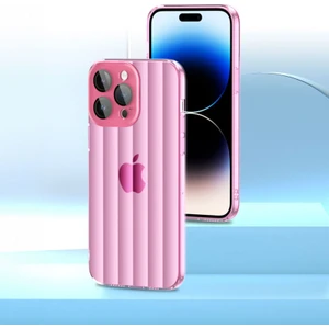 Apple iPhone 14 Pro Uyumlu Kılıf Zebana Bumper Silikon Kılıf (Kamera Lens Korumalı) Pembe