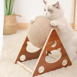 Ahşap Ipli Kedi Oyuncagi Topu Kedi Tırmalaması