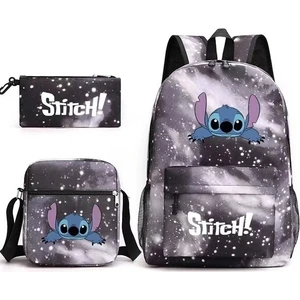 3 Parça Öğrenci Sırt Çantası Set - Beyaz/siyah (Yurt Dışından)