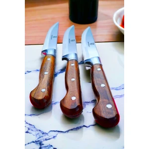Swencraft Çeyiz Mutfak Bıçak Seti Et Sebze Ekmek Bıçağı Sürmene 3 Parça Ahşap Sap ( 25 cm