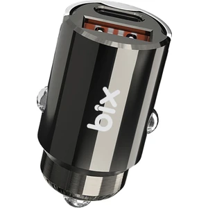 BXCCP45W 45W Type-C Pd ve Usb-A Qc 3.0 18W Çift Çıkışlı Mini Metal Araç Şarj Cihazı Siyah