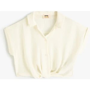 Crop Gömlek Kısa Kollu  Önden Bağlamalı