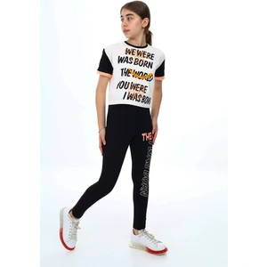 Kız Çocuk Taytlı-Crop-Bloklu-Alt-Üst Takım 9-14 Yaş 8006