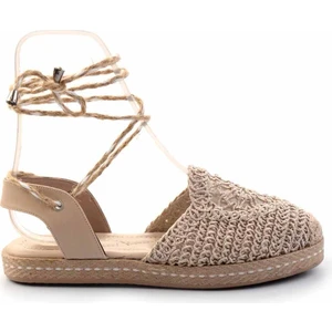 Kadın Espadril Vizon Renkli Tekstil Malzemeden Düz Tabanlı Şık Ayakkabı