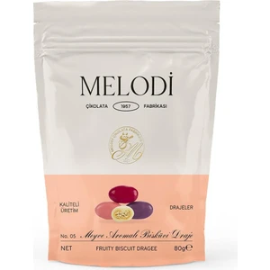 Melodi Çikolata Meyve Aromalı Bisküvi Draje 80G