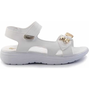 Beyaz Lame Taşlı   Kadın Sandalet K05002030087