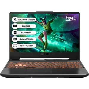 Tuf Gaming A15 FA506NC-HN049 AMD Ryzen 5 7535HS 8 GB 512 GB SSD RTX3050-4GB 144 Hz Freedos 15.6" FHD Taşınabilir Bilgisayar   
