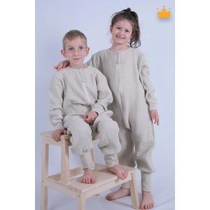 2-8 Yaş 1 Tog 4 Katlı Müslin Çocuk Uyku Tulumu Unisex Uzun Kollu Uyku Tulumu