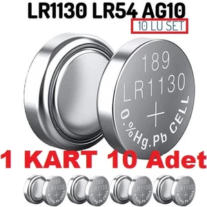Ata Elektronik Tefal Düdüklü Tencere Pili 1 Kart 10 Adet AG10 LR1130 389 Alkalıne Oyuncak Tabanca Kronometre Lazer Sesli Konuşan Kitap  Pil 10'lu Paket