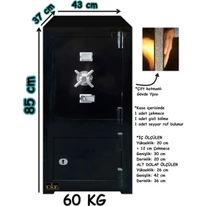 Ev Ve Ofis Tipi Çelik Para Kasası 85 Cm Güvenli Para Kasaları -siyah