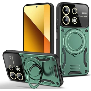 M.tk moveteck Xiaomi Redmi Note 13 Pro 4g Kılıf Magsafe Dönebilen Halkalı Standlı Tam Kamera Lens Korumalı Gold Detaylı Military