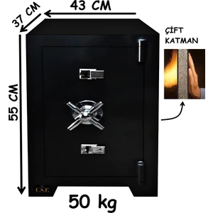Ev Ve Ofis Tipi Çelik Para Kasası Çift Anahtarlı Güvenli Para Kasaları-55cm 50kg