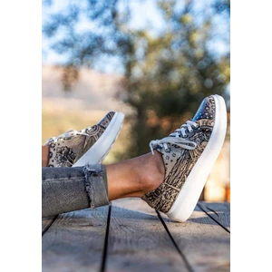 Kadın Vegan Deri Bej Günlük Sneakers - Flammarion Tasarım