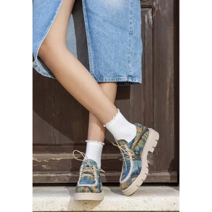 Kadın Vegan Mavi Loafer - Sea Sparkles Tasarım