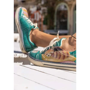 Kadın Vegan Deri Yeşil Sneakers - You are a Sleepy Red Panda Tasarım