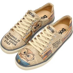 Kadın Vegan Deri Bej Sneakers - The wise owl Tasarım