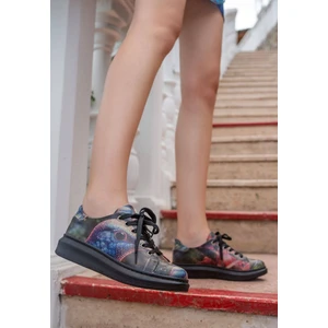 Kadın Vegan Deri Siyah Sneakers - Magnificent Tasarım