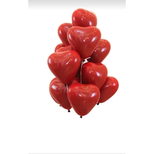 Metalik Kırmızı  Kalpli  Balon 10 Adet(10 Inç)