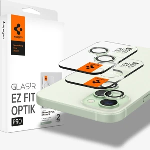 iPhone 15 / 15 Plus / 14 / 14 Plus Kamera Lens Camı Koruyucu Kolay Kurulum GLAS.tR EZ Fit Optik Pro (2 Adet) Green - AGL07169