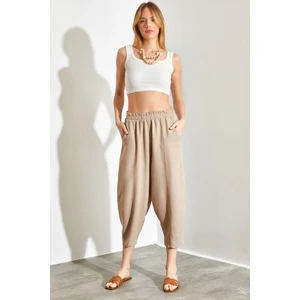 Beli Lastikli Cepli Keten Pantolon